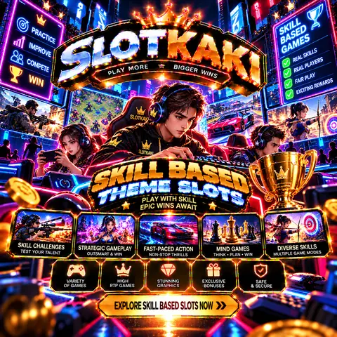 SLOTKAKI skill-based games – banner black and gold: player holding a controller